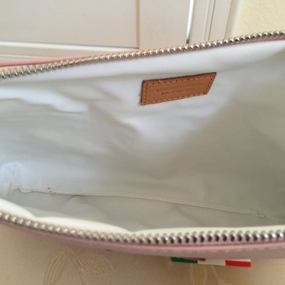 Moscardini Fienze ITALY Cosmetic Bag Pouch Wristlet Made Up Case PINK 10x7" NEW - Picture 9 of 9